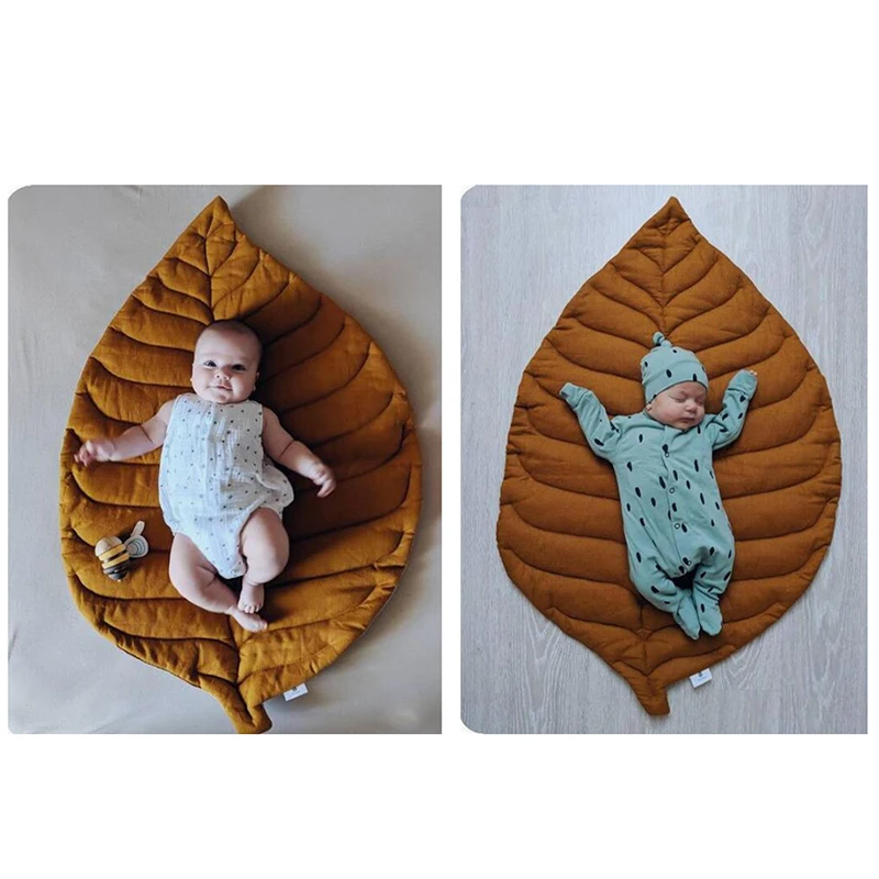 Customized Leaf Shape Cotton Newborn Infant Crawling Blanket Soft Floor Rug Children Room Baby Play Mat