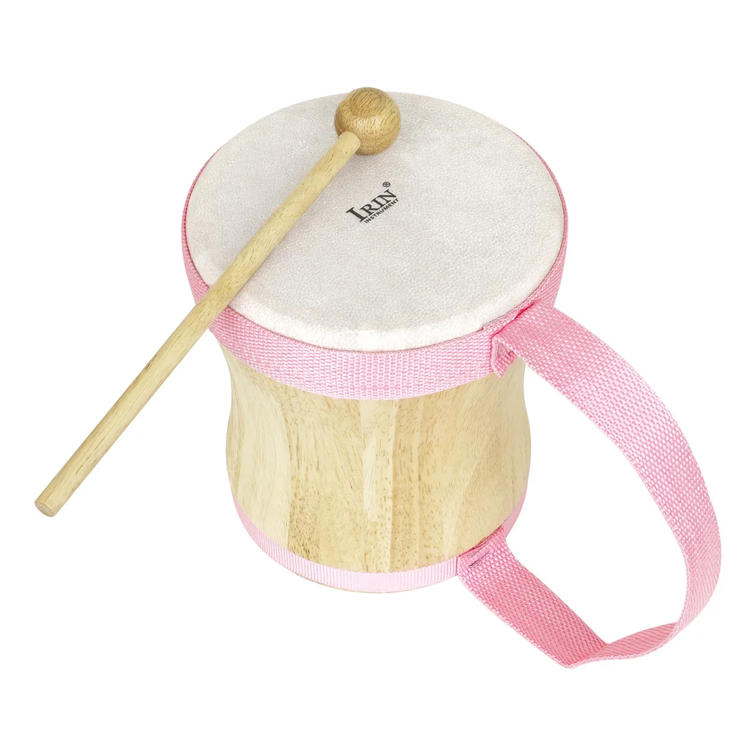 Tambour à Hochet Chinois 21 Cm – Peau De Mouton Et Bois – Instrument à Percussion Traditionnel – Portable Et Léger