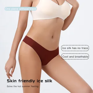 Factory in Stock Skin-friendly Women's Panties Solid Color Anti-Bacterial Crotch Moisture-absorbing Low Waist Seamless Tong