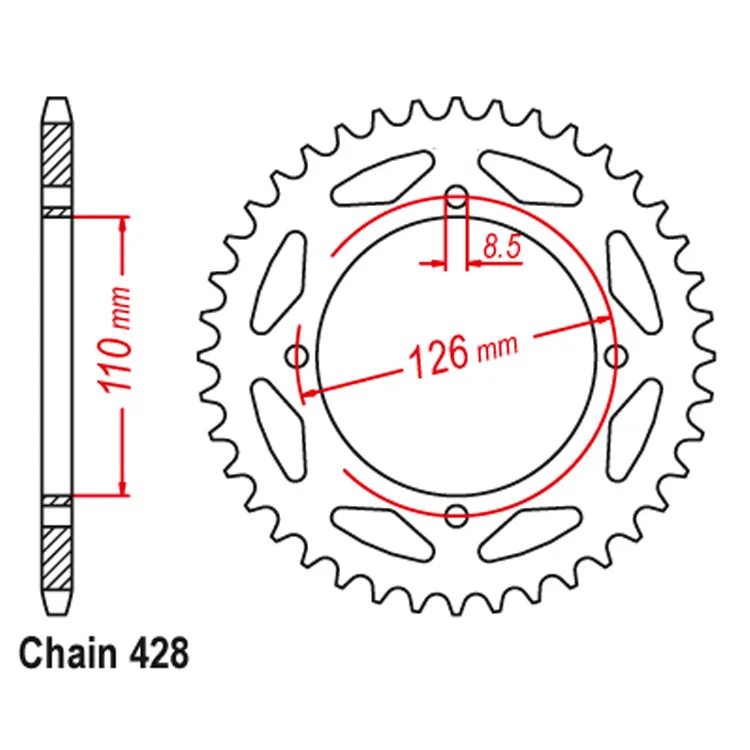 Custom 428 44T 46T 47T Motorcycle Racing Sprockets for KLX 150