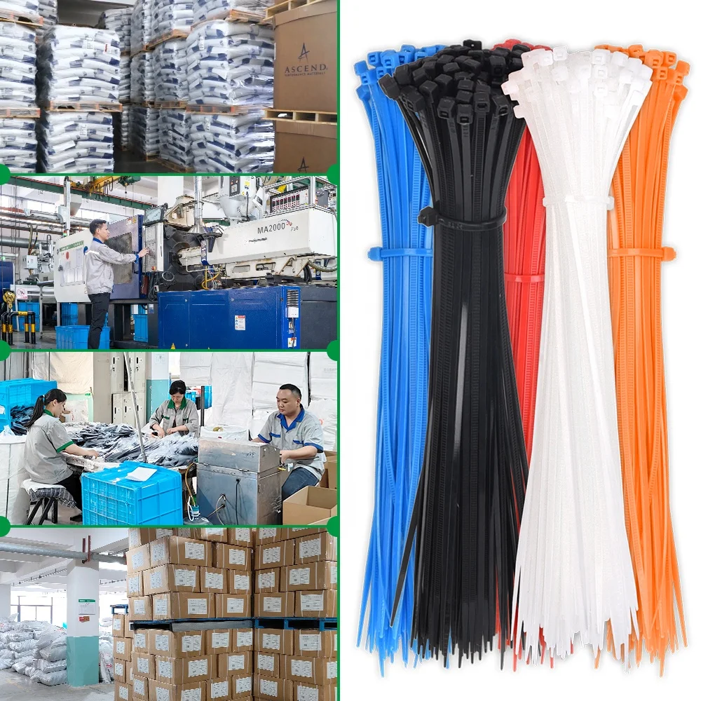 Igoto Custom Desk Cable Management Cable Binder Cable Tie Storage Organizer Black White Zip Tie Nylon for Wire Managing