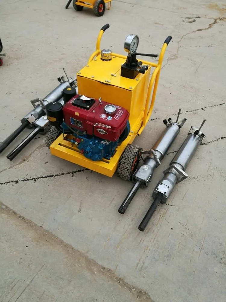 Non explosive hydraulic system drive small  quarrying machine stone rock splitting splitter machine manufacture