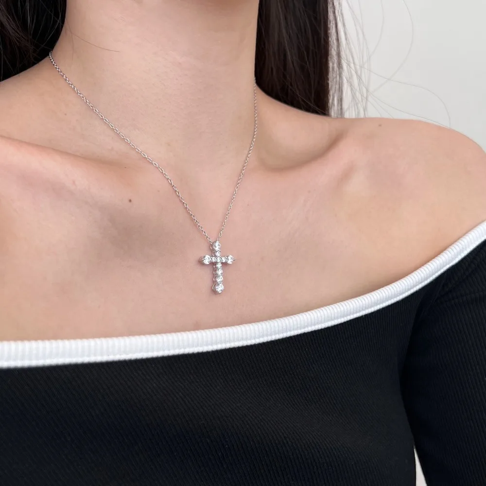 KAKODIY Classic Design Fine Jewelry 925 Sterling Silver Christian Catholic Religious 5A Cubic Zirconia Cross Pendant Necklace detail 8