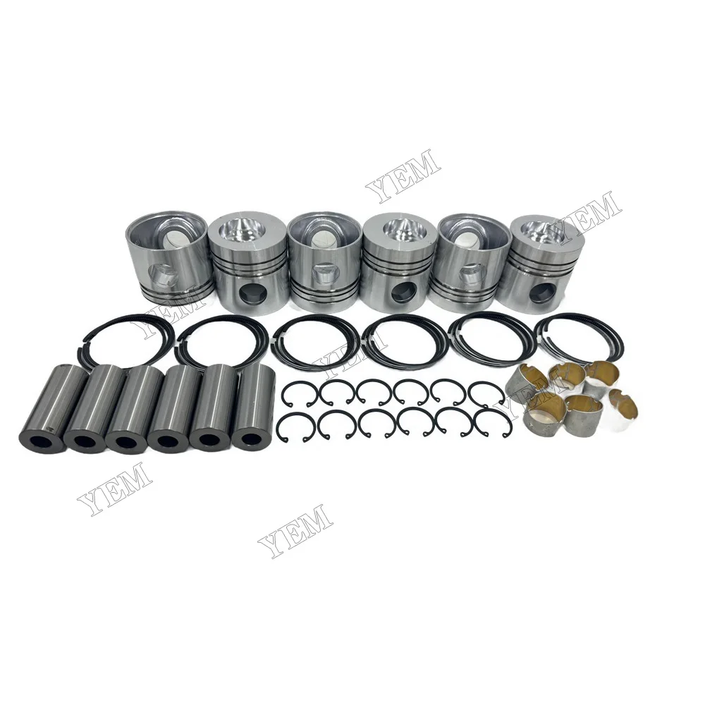 6D105 Piston Set With Rings Fits for Komatsu Replacement Aftermarket Engine Parts 2