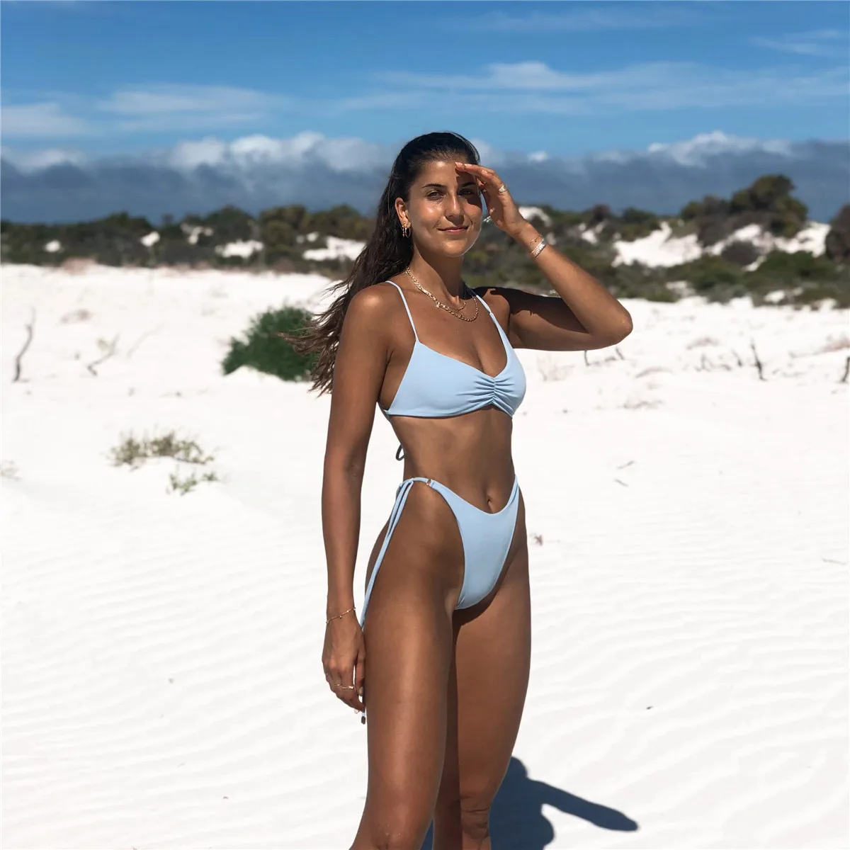 Brazilian String Tie Side Swimsuit Two Pieces Micro Mini Bikini De Chicas Sexis Solid Colors Bikinis Woman Swimwear