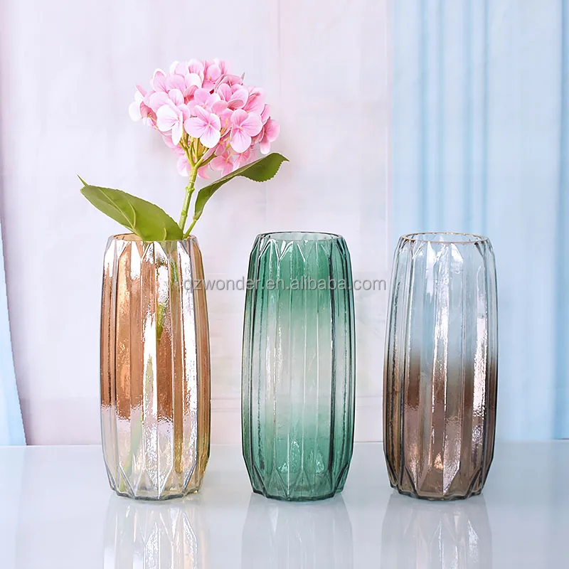 Wonder Mouth Blown Gold Rim Multicolor Colored Crystal Glass Vase Home