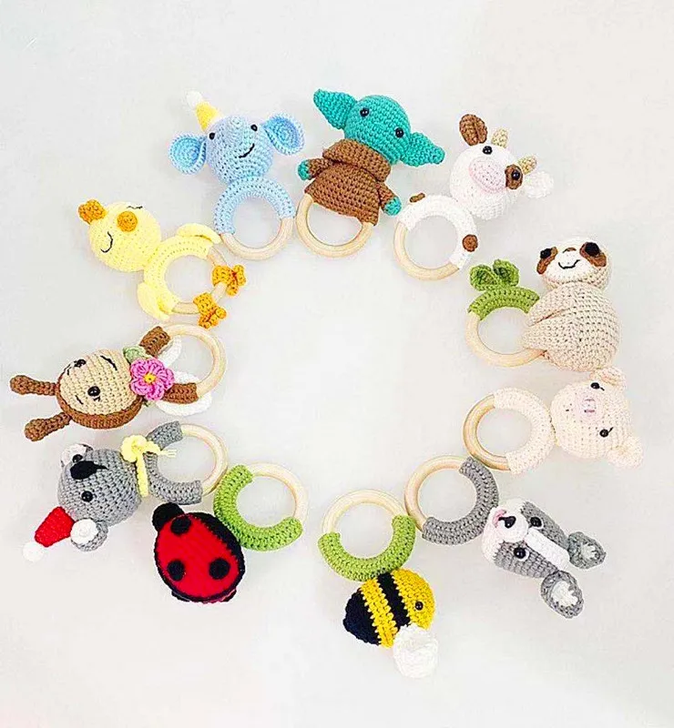 Детские погремушки ручной работы, браслет с животными, детские удобные игрушки