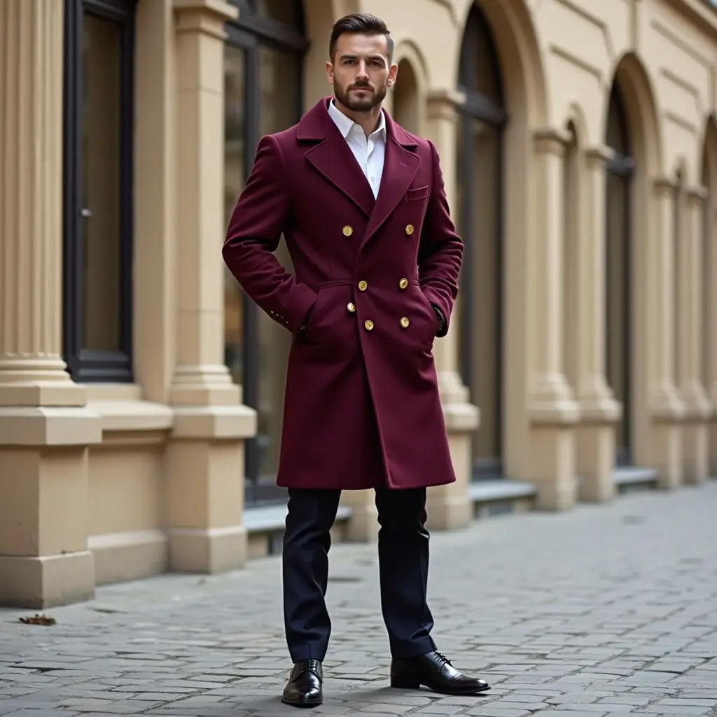 New High Quality Double Breasted Vintage Men's Woolen Long Hooded Reversible Trench Coat Cotton Filled Garment Dyed