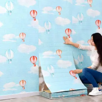 10M roll modern 3d wallpaper waterproof   PE Wall Panels Wallpaper 3d cartoon Wall Stickers for Home Decoration