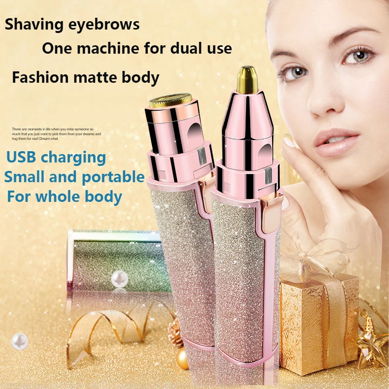 Instant 2 In 1 USB Rechargeable Face Epilator Hair Remover Electric Eyebrow Trimmer