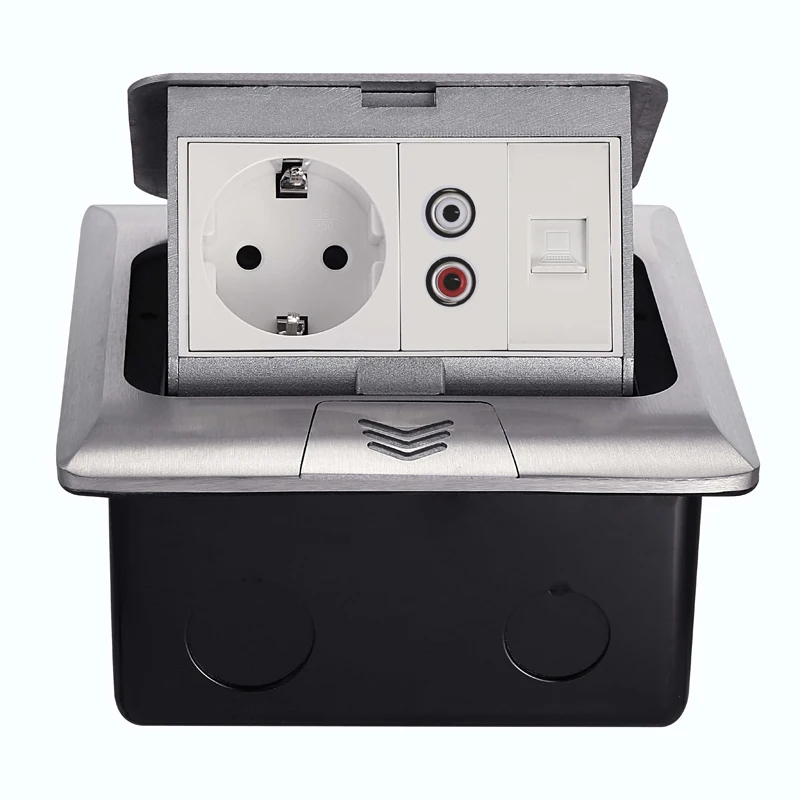 Customized multi-function multimedia socket EU Electrical Outlet Socket  Pop up the audio and video socket