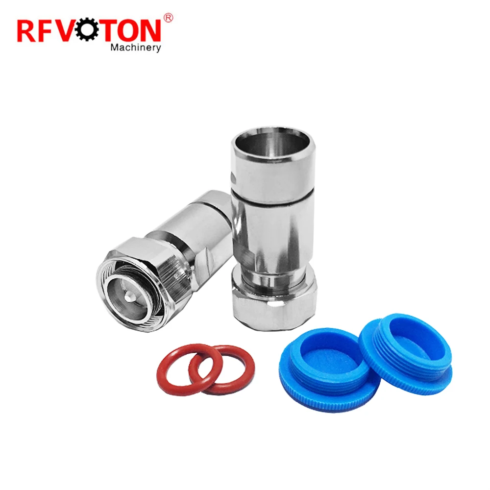 RF connector 4.3-10 type male pin straight clamp for 1-2 RF coaxial cable plug supplier