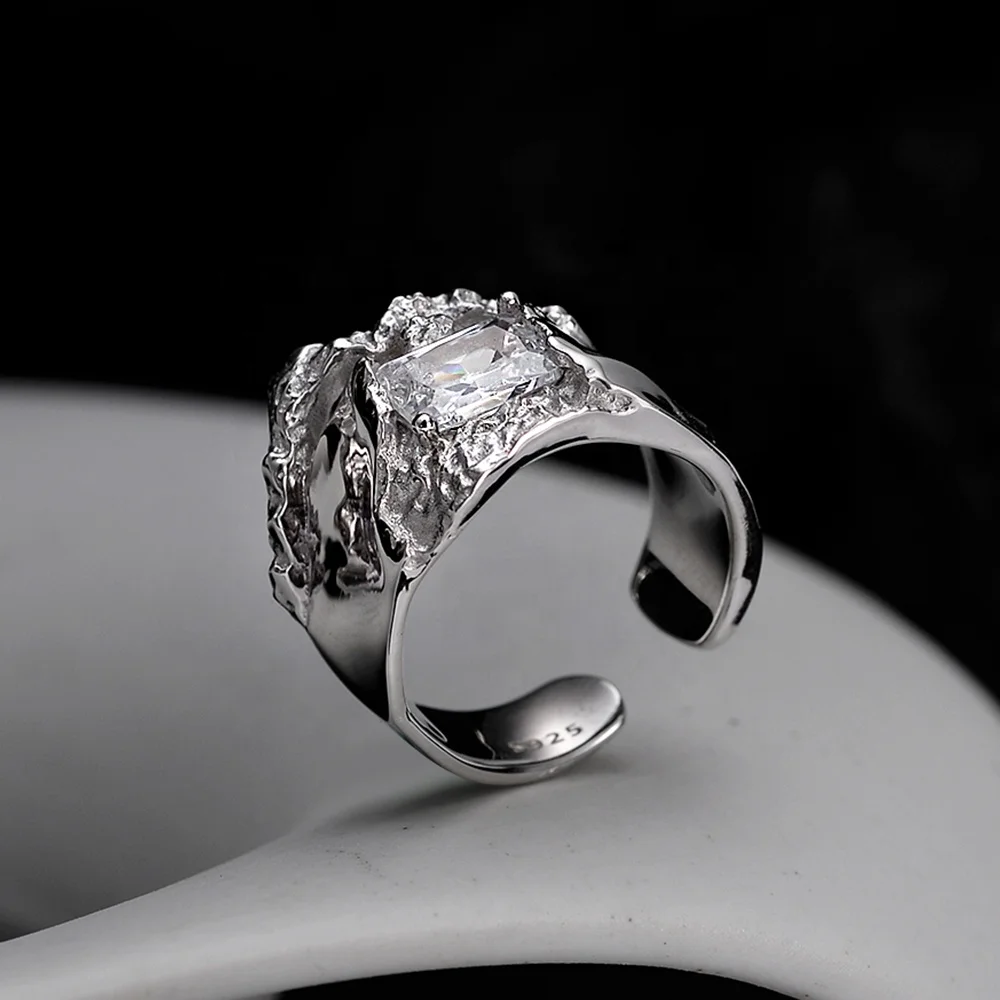 Anello Donne Cristallo Naturale In Argento 925 Placcato Oro Bianco – R570 Taglia 7/8 - 5