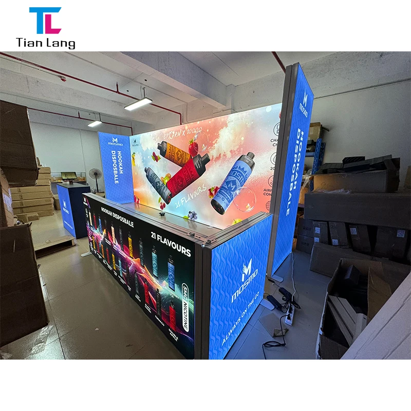 TianLang Pasirinktinė Parodos Įranga Dizainas Aliuminio Popieriniai Prekių Parodos Šviesos Korpusas 10*10ft Stendlas Trusų Rodymas