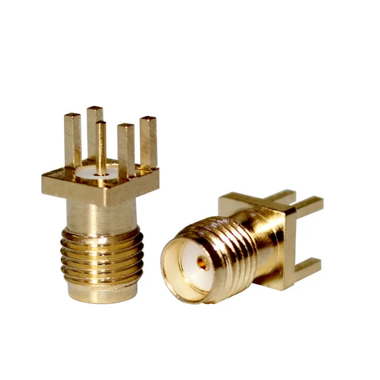 Brass Factory RP-SMA-KE RF Connector RP SMA Female Head PCB Mount Coaxial Connector