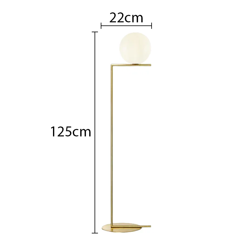 Modern Style Nordic Led Floor Lamp Iron Bedside Night Light White Glass Lampshade Waterproof Hotel Contemporary Design