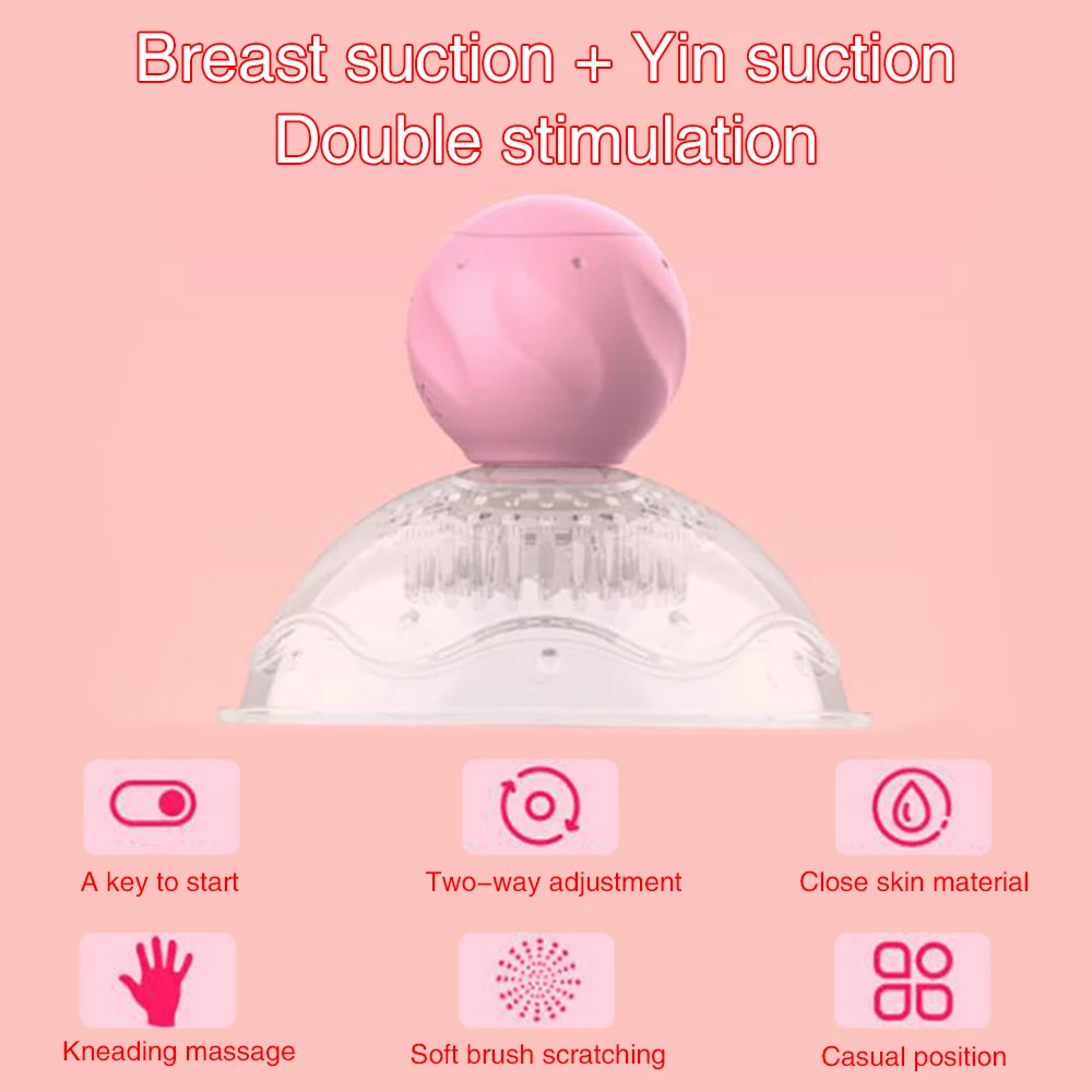 Free Custom Box - Nipple Suckers Rotating Breast Stimulation Pump Bra Massager Suction Cup Famale Masturbador Vibrator Sex Toys