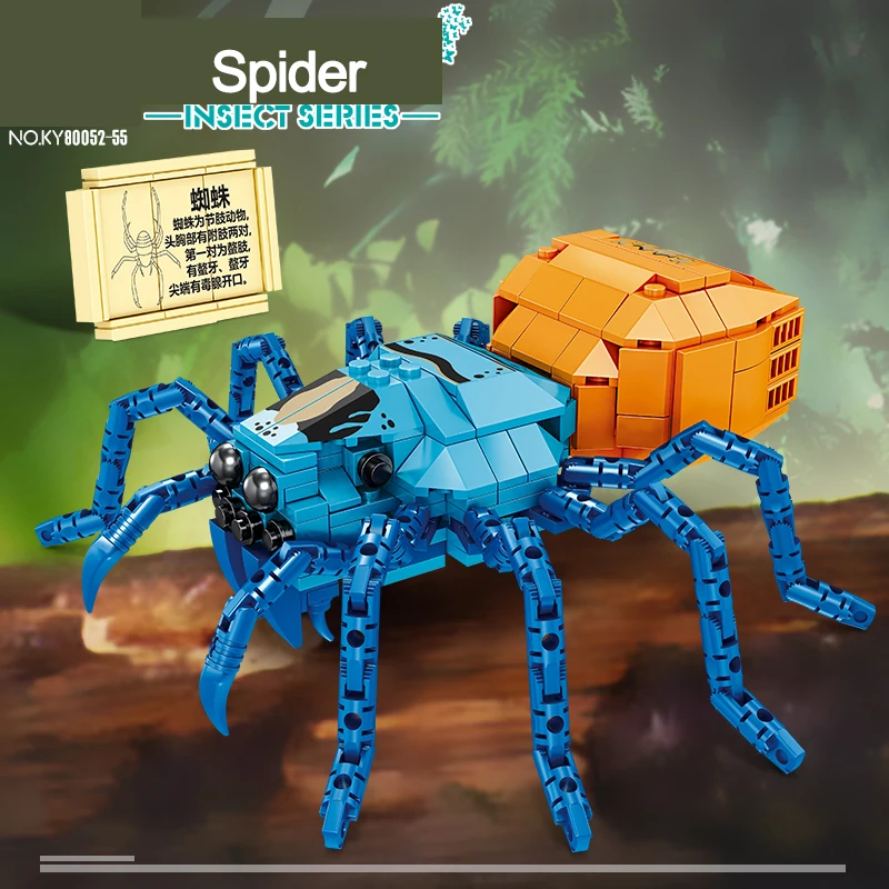 Kids Insects Collection Building Blocks Set Animal Series Construction Jungle Centipede Scorpion Spider Trilobite Bricks Toy