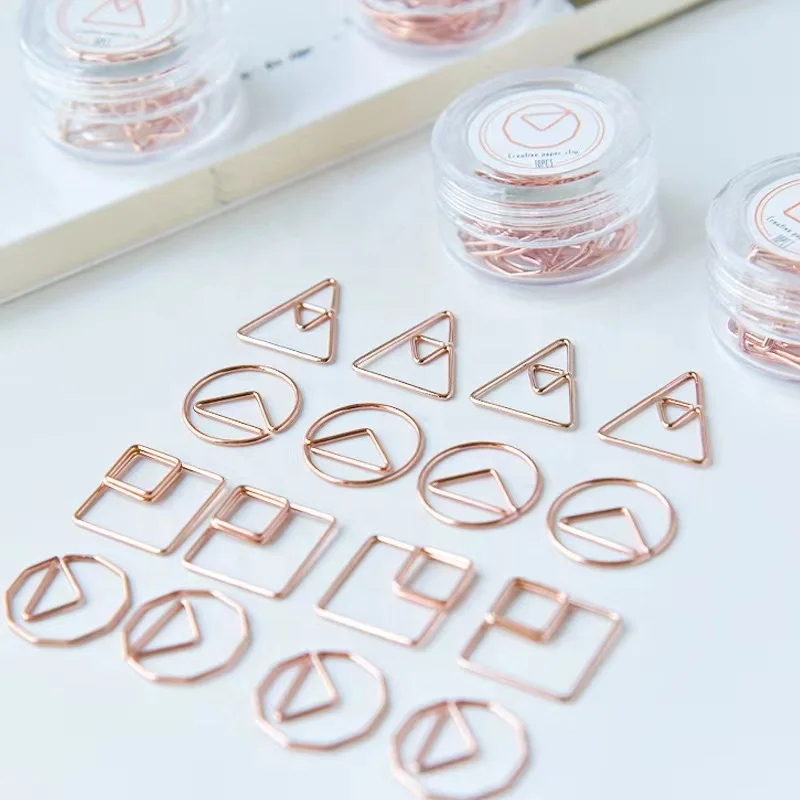 Popular Minimalist Graphic Paper Clip Custom Circle square and Triangle Geometry Stationery Paper Clips
