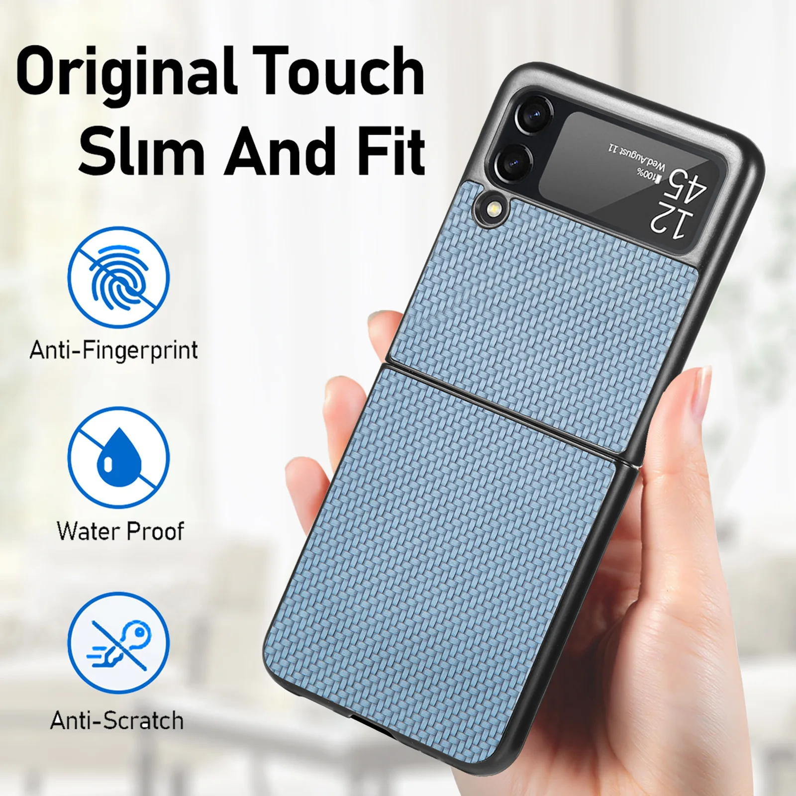Foldable Hard Phone Shell Case for Samsung Galaxy Z Flip 3 Anti Slip Mobile Phone Cover for Samsung Z Flip 3