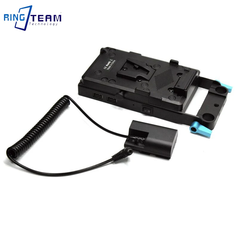 Decoded LP-E6 Dummy Battery DR-E6 DC Coupler + V Mount Plate for Canon EOSR EOS 5D Mark IV III II 5D4 5DS 5DS R 6D 7D 7D Mark 2 factory