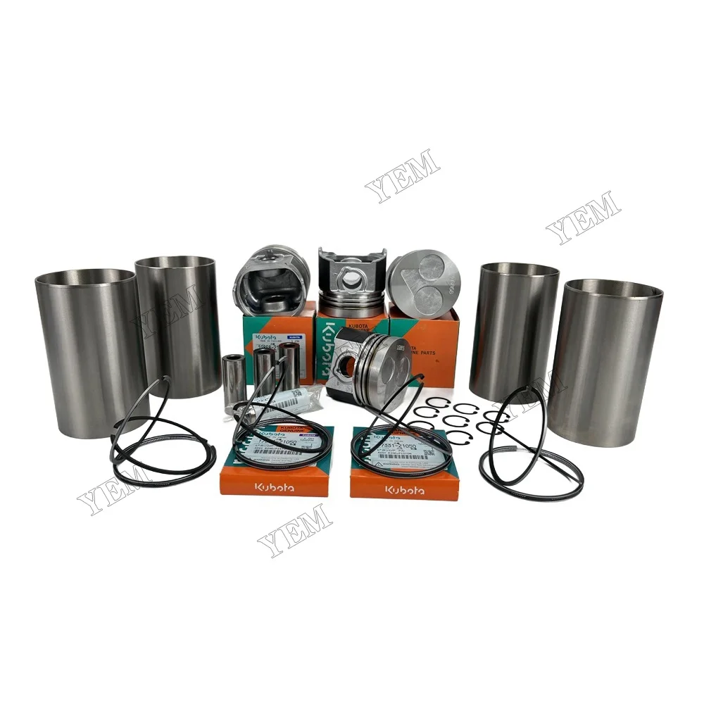 For Kubota 4 Cylinder Engine Liner Kit With Piston Rings Set V1902 V1903 V2003 V2203 Engine Parts Stock Complete