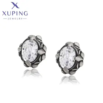 95544 XUPING Jewelry Fashion Stainless Steel Crystal Jewelry Earrings Black Gun Color Cool Stud Earrings