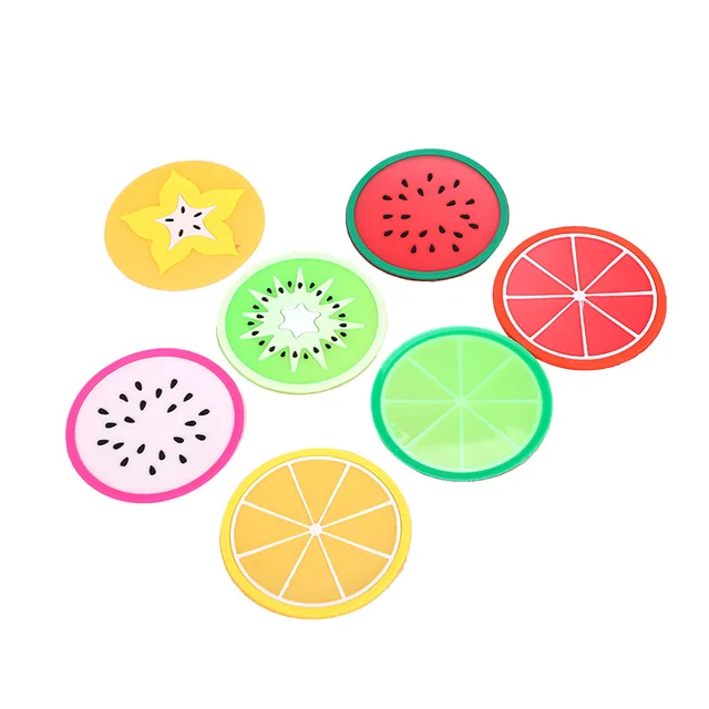 silicone fruit coaster set Non Slip Silicone Heat Insulation Coasters Cute Slice Drink Cup Mat for Bar
