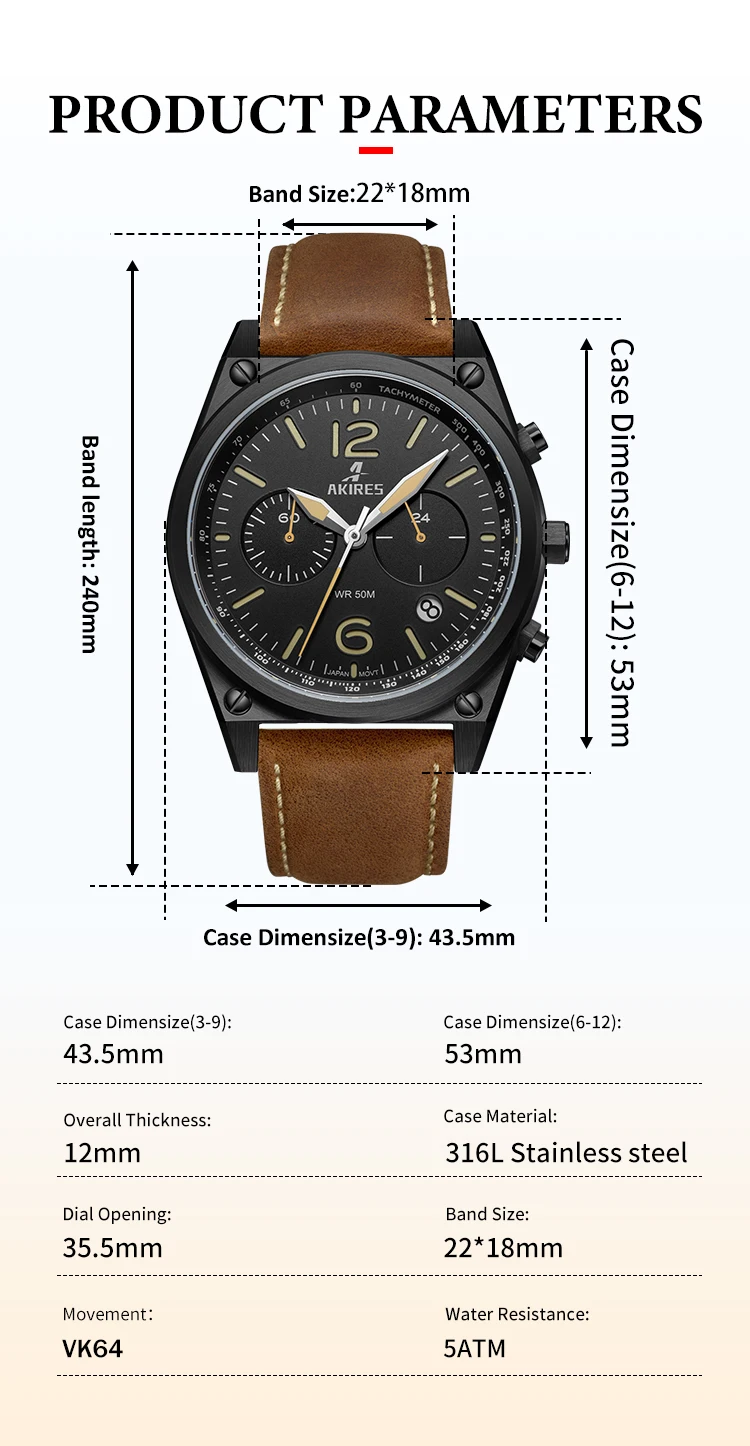 Akires Men's Chronograph Automatic Watch - Luxury & Sport