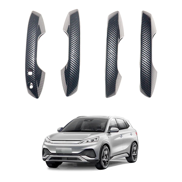 Araba Dış Dekorasyon Aksesuarları ABS Karbon Taklidi Sol El Direksiyonlu Otomatik Kapı Kolu Kapağı Koruması BYD Atto 3 Yuan Plus için