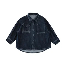 2023 Autumn New Design Denim Jacket Baby Boys Navy Overcoat High Quality Shirts Jean Jacket Wholesale Kids Boys Clothing Jacket