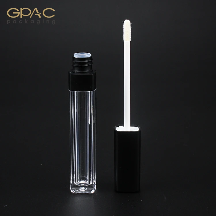 7ml Lipgloss Container Empty Square black Lip Bottle  Lip Gloss Brush Tube