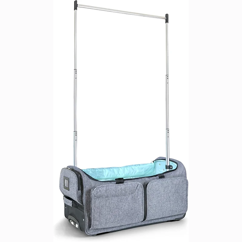 Free Sample Custom Zipper Pocket for Dance Costume Wedding Gown pink Dance Bags with Garment Rack Luggage Travel Bags