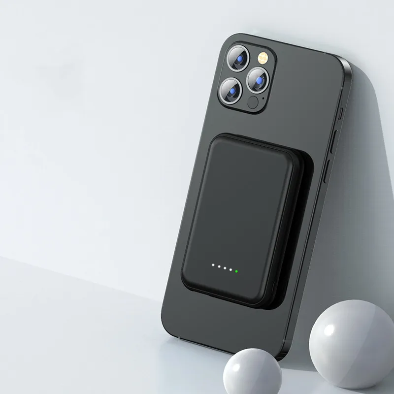 Logo Custom 5000mah Magnetic Wireless Power Bank Mini Pocket Sized Portable Charger Battery Powerbank for apple 12 13