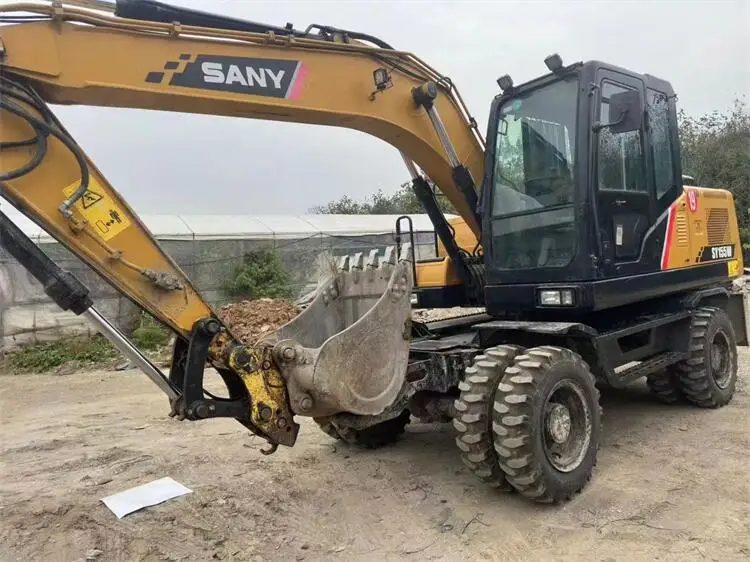 Low Price and Less Hour Made in China Used Sany Excavator Sy155w Wheel Excavator Sy155 Excavator for Sale