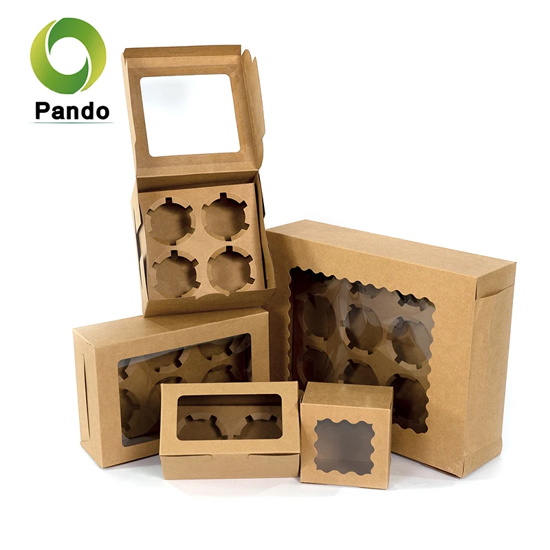 Custom Logo Printing Bakery Pastry Muffin Custom Packaging  12 hole Cupcake Box With Insert