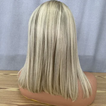Bone Straight Human Hair Wig Ombre Highlights Color Lace Frontal Wigs Transparent HD Lace Wigs With Natural Hairline