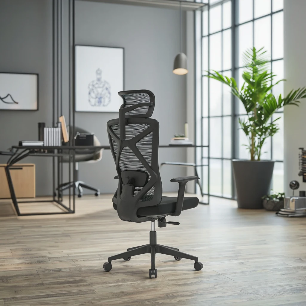 Ergonomic Swivel Chair with Dual-zone Lumbar Support PU Armrests High Back Design for Long Sitting Sessions 4