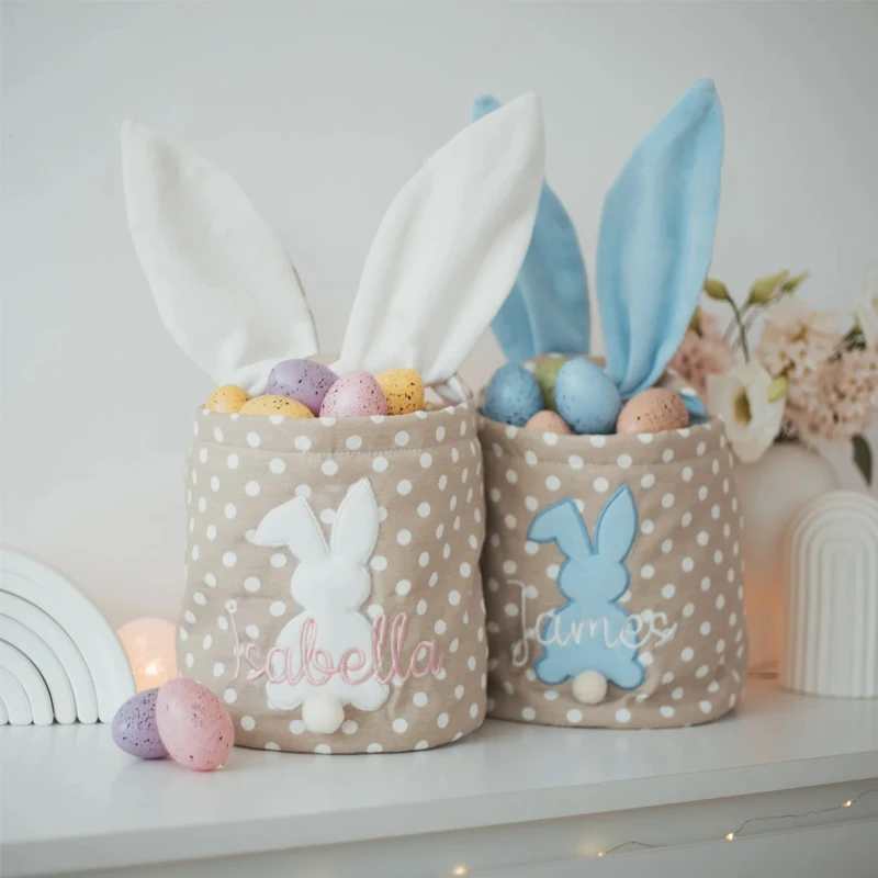 Personalized Embroidered Easter Baskets Cute Baby Girl Easter Basket