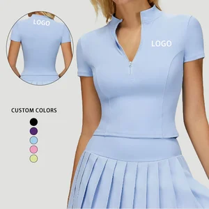 Wholesale High Quality Durable Using Quick-drying Fitness T-shirt Tops Durable Half Zipper Yoga Tank Top for Women