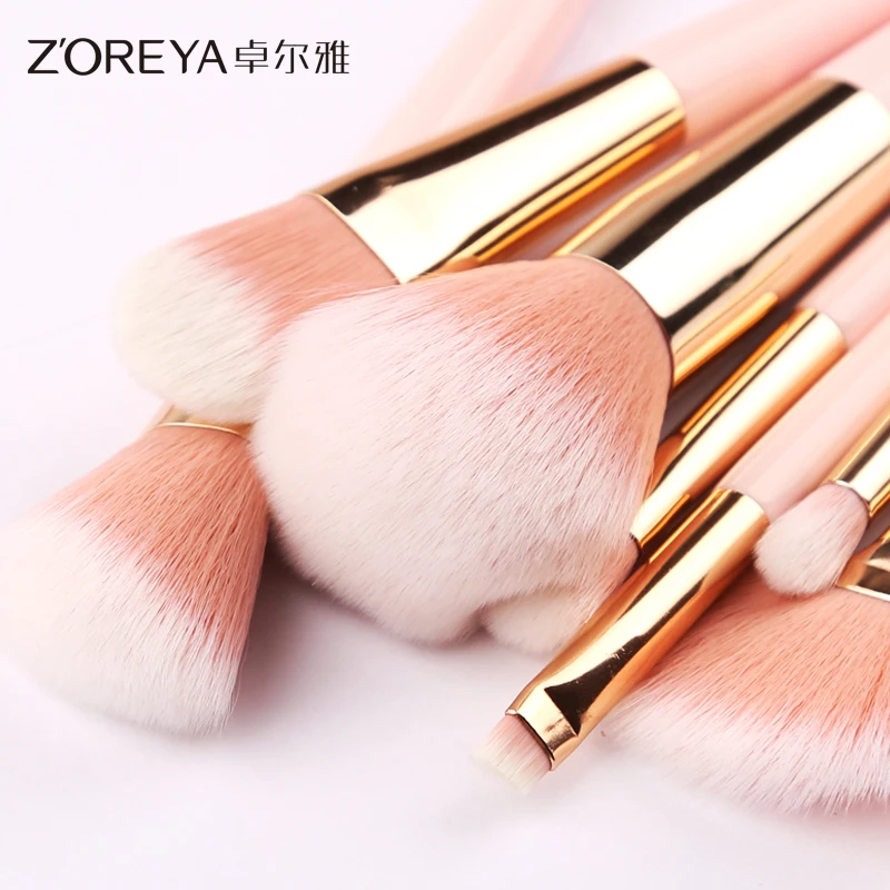ZOREYA 12 pcs makeup brush with pink bag makeup brush set