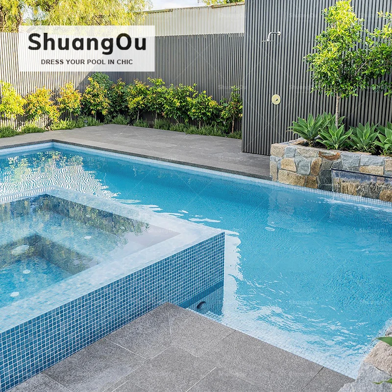 23*23mm Green Printing Gradient Pattern Swimming Pool Tiles