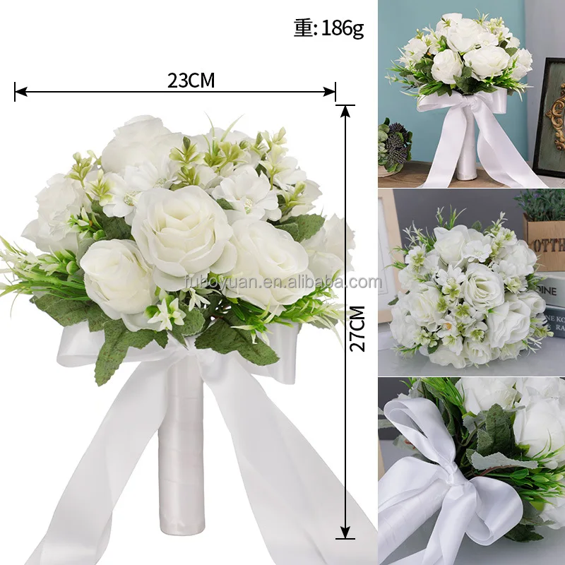 Bouquet da sposa damigella d'onore da sposa 12 colori rose fiori artificiali che tengono Bouquet Mariage accessori da sposa  15
