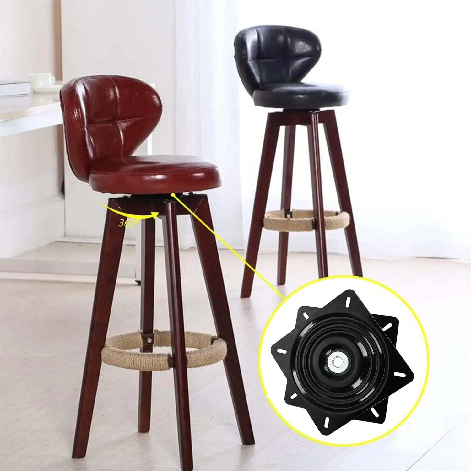 HUAWEI 360 Degree Rotation Tables Chairs Swivel Plate Black with Steel Ball Bearings Bar Stool Lazy Susan Turntable Base