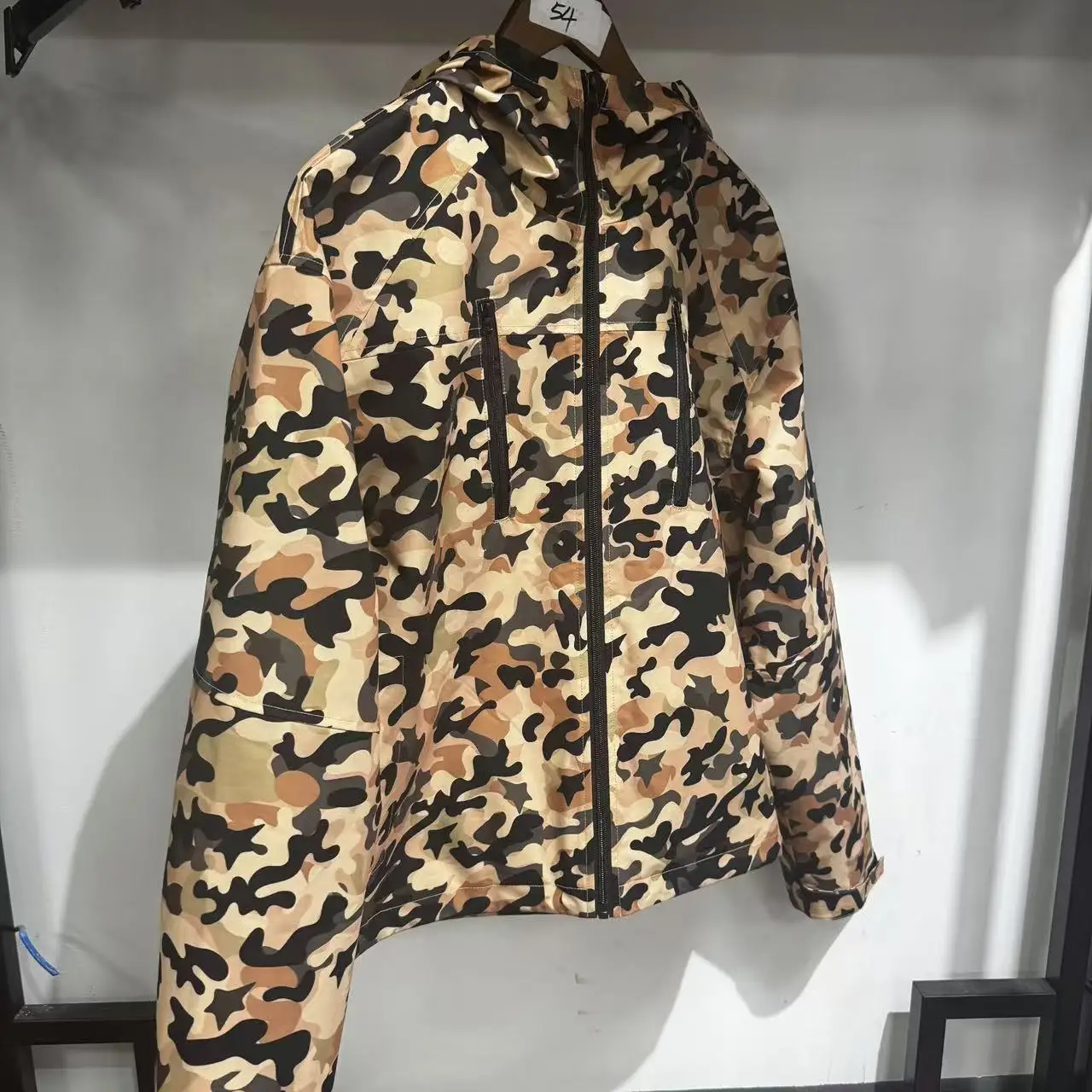 Custom Crystal Glitter Gemstone Diamond Camouflage Camo Graphic Print Embroidered Zip up Acid Wash Rhinestone Jacket Hoodies Men gallery 3