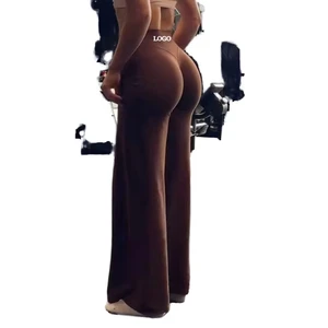 Pilates Straight Leg Yoga Pants Loose Wide Leg Trousers High Waist Butt-Lifting Workout Running Fitness Sports Pants