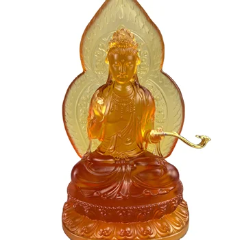 Buddha Religious Figurine Crystal Art Glass Crystal Crafts Samantabhadra for Home Decoration