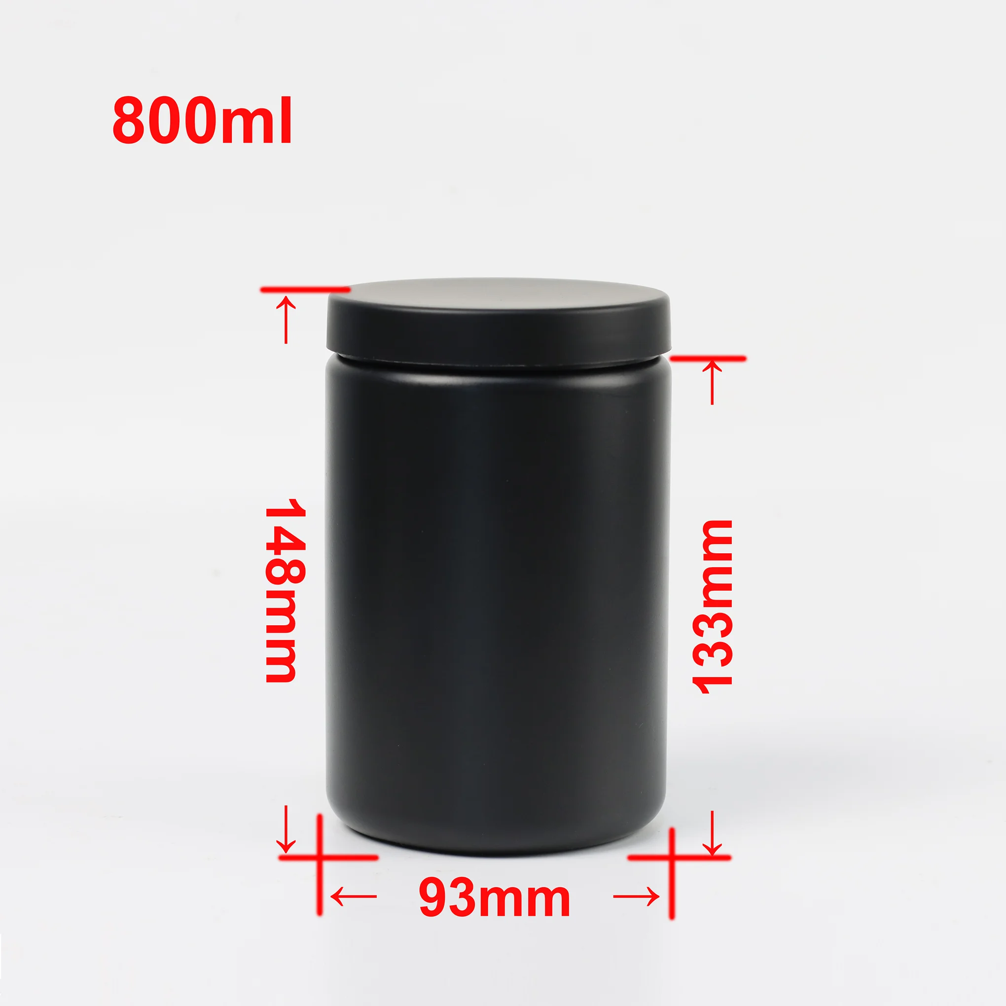 800ml OEM&ODM HDPE Food Container Black and White Plastic Jar with Lid for Protein Powder Container Sugar Storage