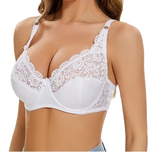 High Quality Custom Women's Plus Size A210 Push-Up Underwire Lace Bra Breathable Thin Wide Strap Sexy Lingerie Solid Knitted