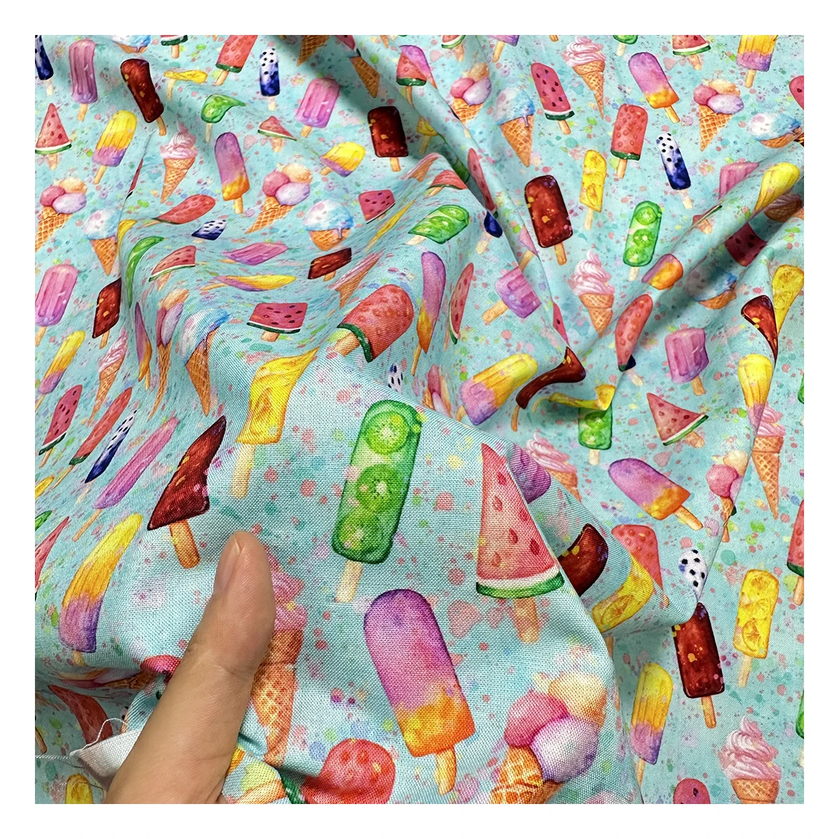 The Factory Outlet Colorful Ice Cream Design Digital Printing Textile Fabrics 100% Cotton Woven Poplin Fabric for Clothing